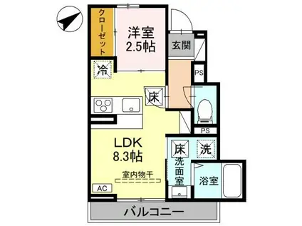 シンボルバーム・ラオム(1LDK/1階)の間取り写真