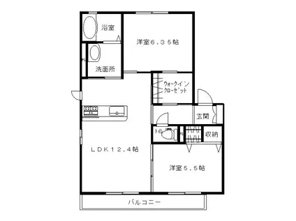 アンジュールB(2LDK/1階)の間取り写真