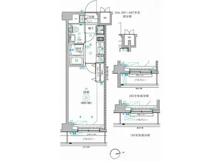 RELUXIA綾瀬(1K/4階)の間取り写真