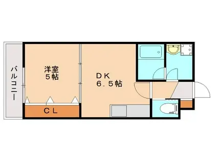 グランドライン那の川(1DK/1階)の間取り写真