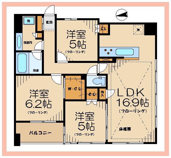 ライオンズ府中駅前(3LDK/9階)の間取り写真