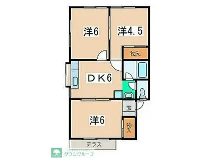 コーポ希望ヶ丘(3DK/1階)の間取り写真