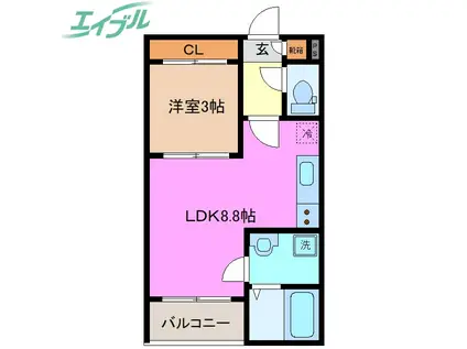 REGALEST白須賀(1LDK/1階)の間取り写真