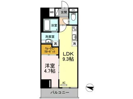 アロフト(1LDK/6階)の間取り写真