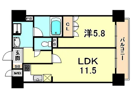 リーガル神戸下山手(1LDK/5階)の間取り写真
