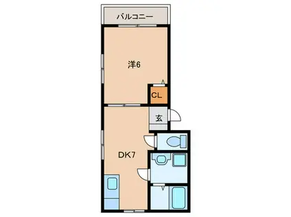 マリンハイツ(1DK/1階)の間取り写真