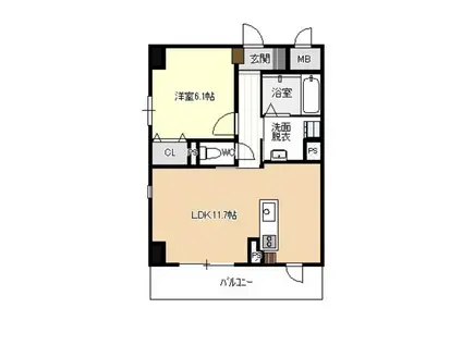 ロイヤル山王(1LDK/7階)の間取り写真