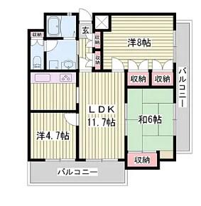 ロワイヤル安室(3LDK/6階)の間取り写真