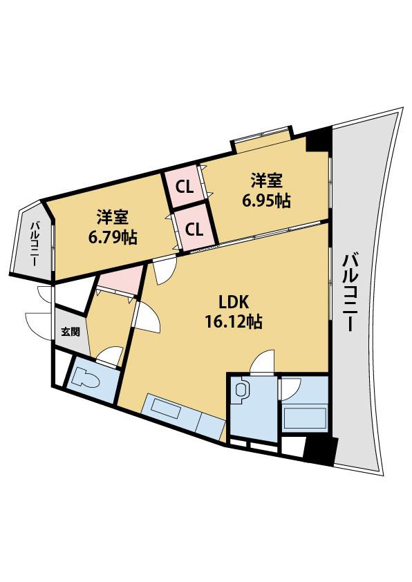 BRIS中井(2LDK/9階)の間取り写真