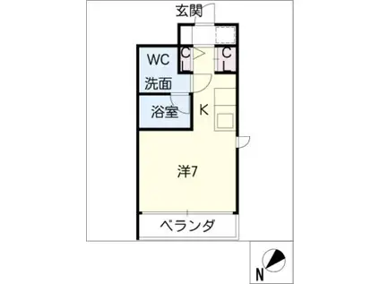 M-CUBE(ワンルーム/2階)の間取り写真
