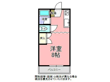 コーポチェリーヒル A棟(ワンルーム/2階)の間取り写真