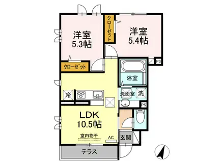 ピエールドゥ ヴィラ(2LDK/1階)の間取り写真