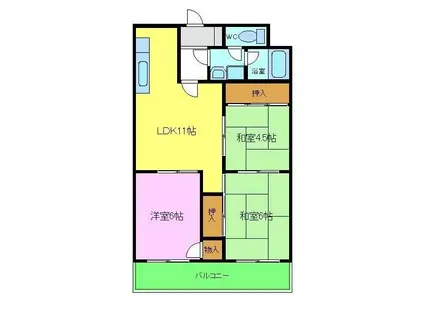南花田コーポ(3LDK/2階)の間取り写真