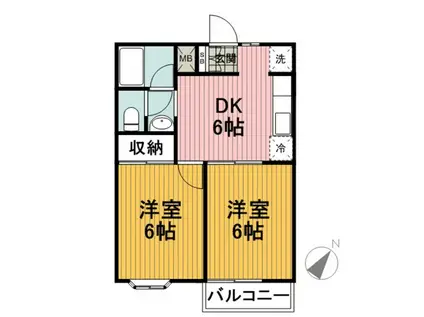 フェニックス・K(2DK/2階)の間取り写真