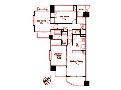 ステイツ鶴ヶ峰(3LDK/5階)の間取り写真