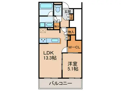 グラード御願塚(1LDK/1階)の間取り写真