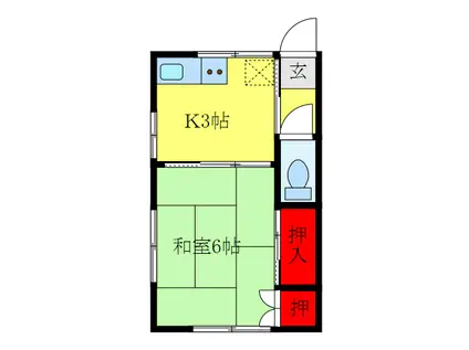 山野上荘(1K/1階)の間取り写真