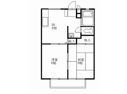 菊地ハイツD(2DK/2階)の間取り写真