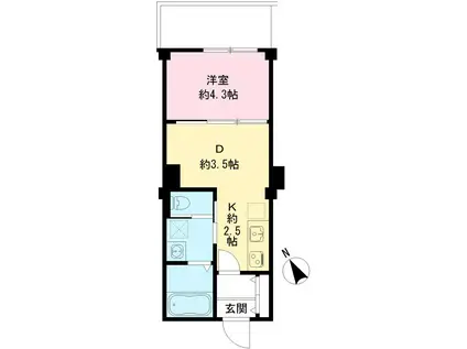 つむぎの杜 西荻みなみ(1DK/2階)の間取り写真