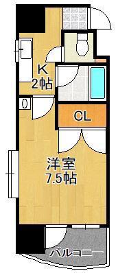 ニューサンリバー 6番館(1K/4階)の間取り写真