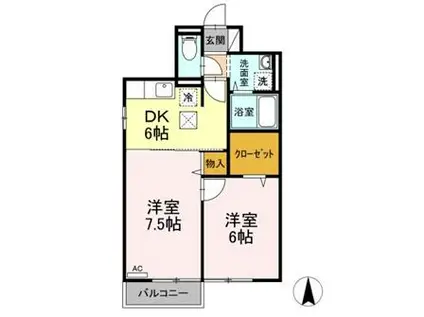 カーサヴェルデ(2DK/1階)の間取り写真