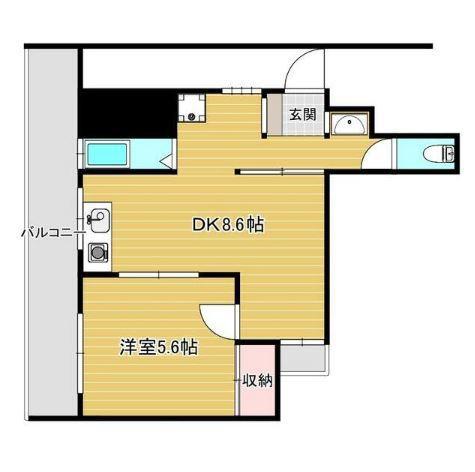 伊藤ビル(1DK/3階)の間取り写真