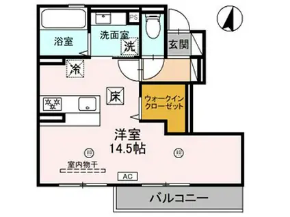 タウンさらII(ワンルーム/1階)の間取り写真