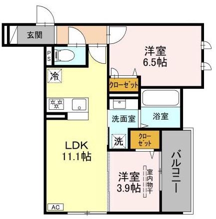 メゾン ド ソルテ(2LDK/3階)の間取り写真