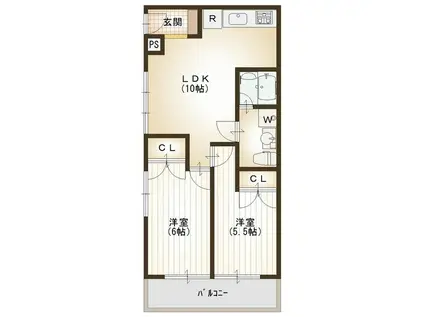 アーバングリーン(2LDK/2階)の間取り写真