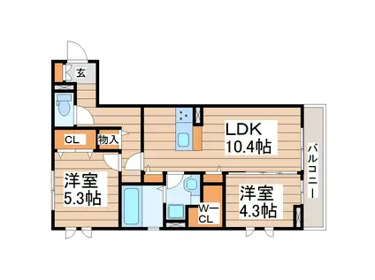 D-ROOMあすと長町I(2LDK/3階)の間取り写真