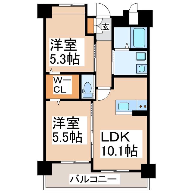 ヒルクレスト菊陽グランデ(2LDK/3階)の間取り写真