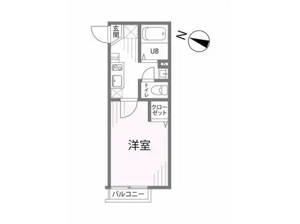 アルトン川越霞ヶ関(1K/1階)の間取り写真