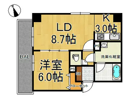 レガーロけやき通(1LDK/6階)の間取り写真