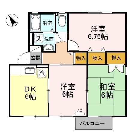 アスティオン A(3DK/2階)の間取り写真