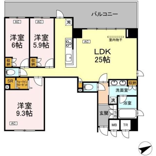 サンジョイアゼロ(3LDK/8階)の間取り写真