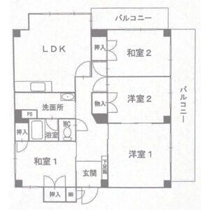 丸美タウンマンション昭和橋(4LDK/2階)の間取り写真