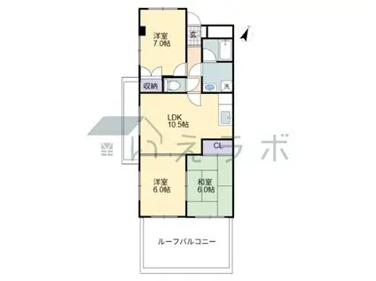 アバンギャルド桟橋(3LDK/3階)の間取り写真