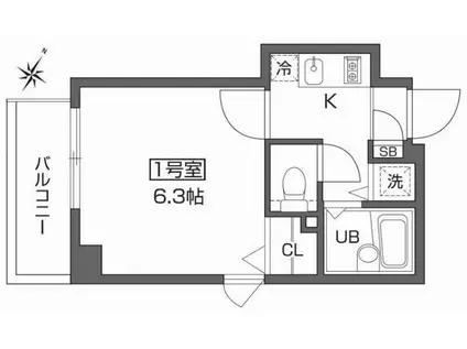 ベルファース早稲田(1K/2階)の間取り写真
