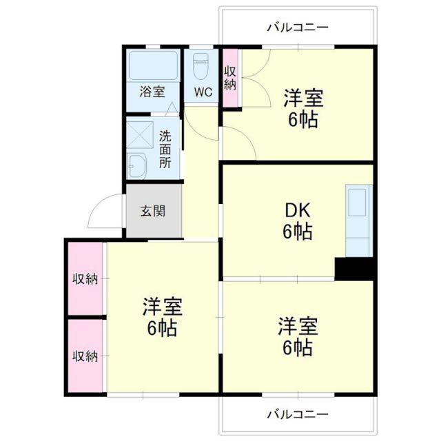 アマネセル堅田(3DK/1階)の間取り写真