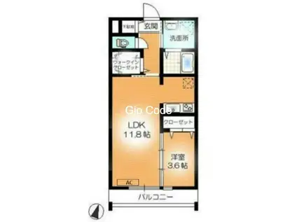 ノースヒルズAOYAGI(1LDK/1階)の間取り写真