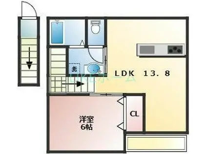 グランベールS6(1LDK/2階)の間取り写真