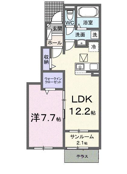 ベル シエルメール III(1LDK/1階)の間取り写真