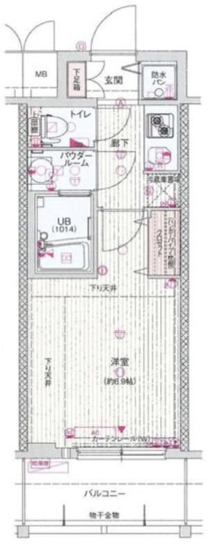 サムティ北梅田VESSEL(1K/9階)の間取り写真