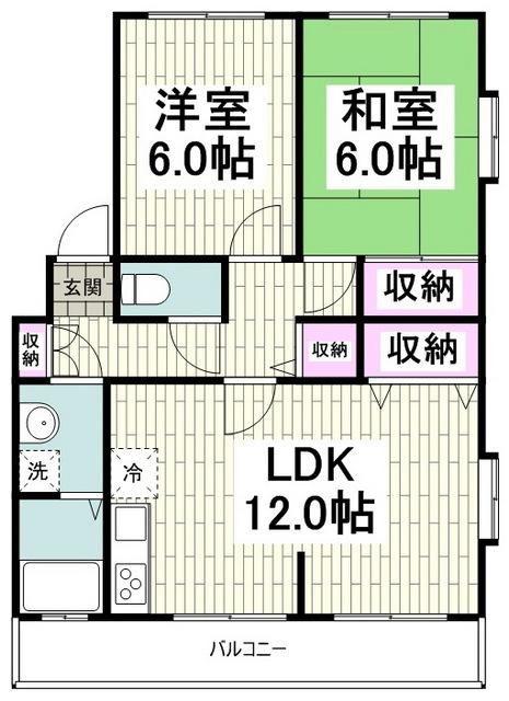 シーレックス津久井浜A(2LDK/3階)の間取り写真