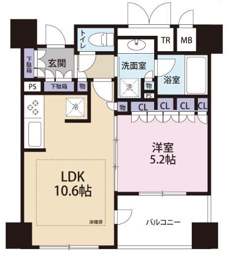 プレミスト調布(1LDK/8階)の間取り写真