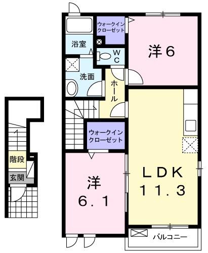 レジデンス・KB(2LDK/2階)の間取り写真