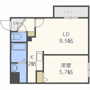 CITY RESIDENCE 発寒(1LDK/2階)の間取り写真