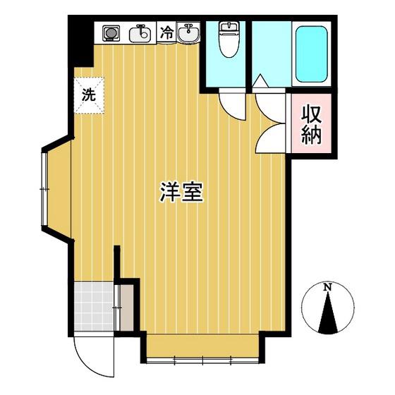 ジュネスクリエイトL棟(ワンルーム/1階)の間取り写真