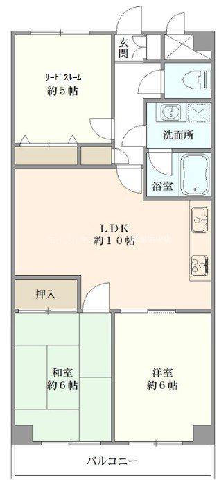 ホポロ東万代(3LDK/3階)の間取り写真