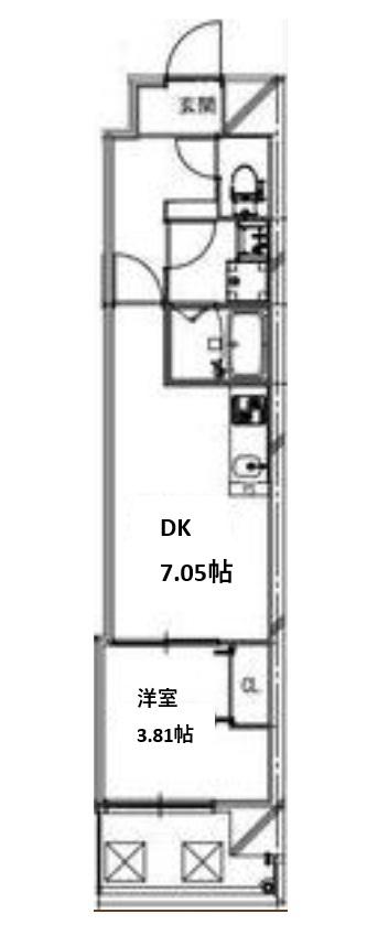 ALIVIS新町(1DK/8階)の間取り写真